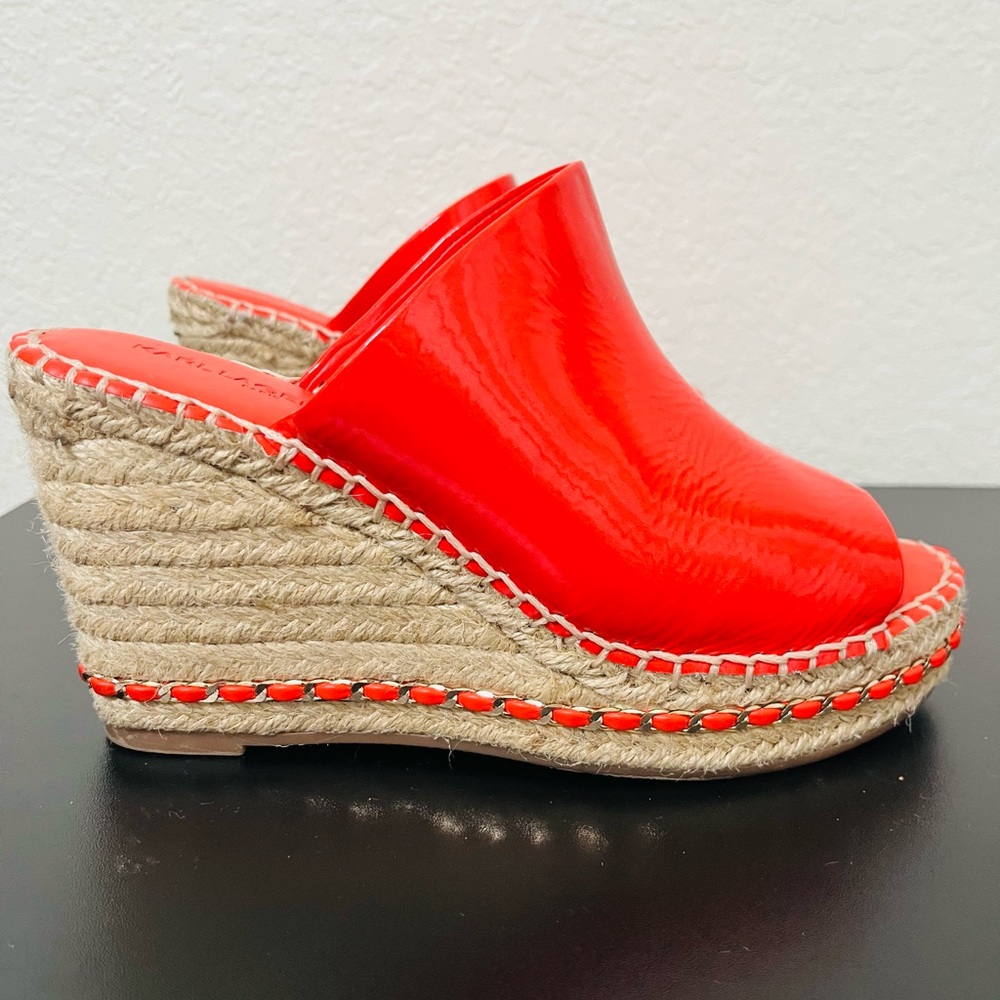 Karl Lagerfeld Orange Leather Wedges